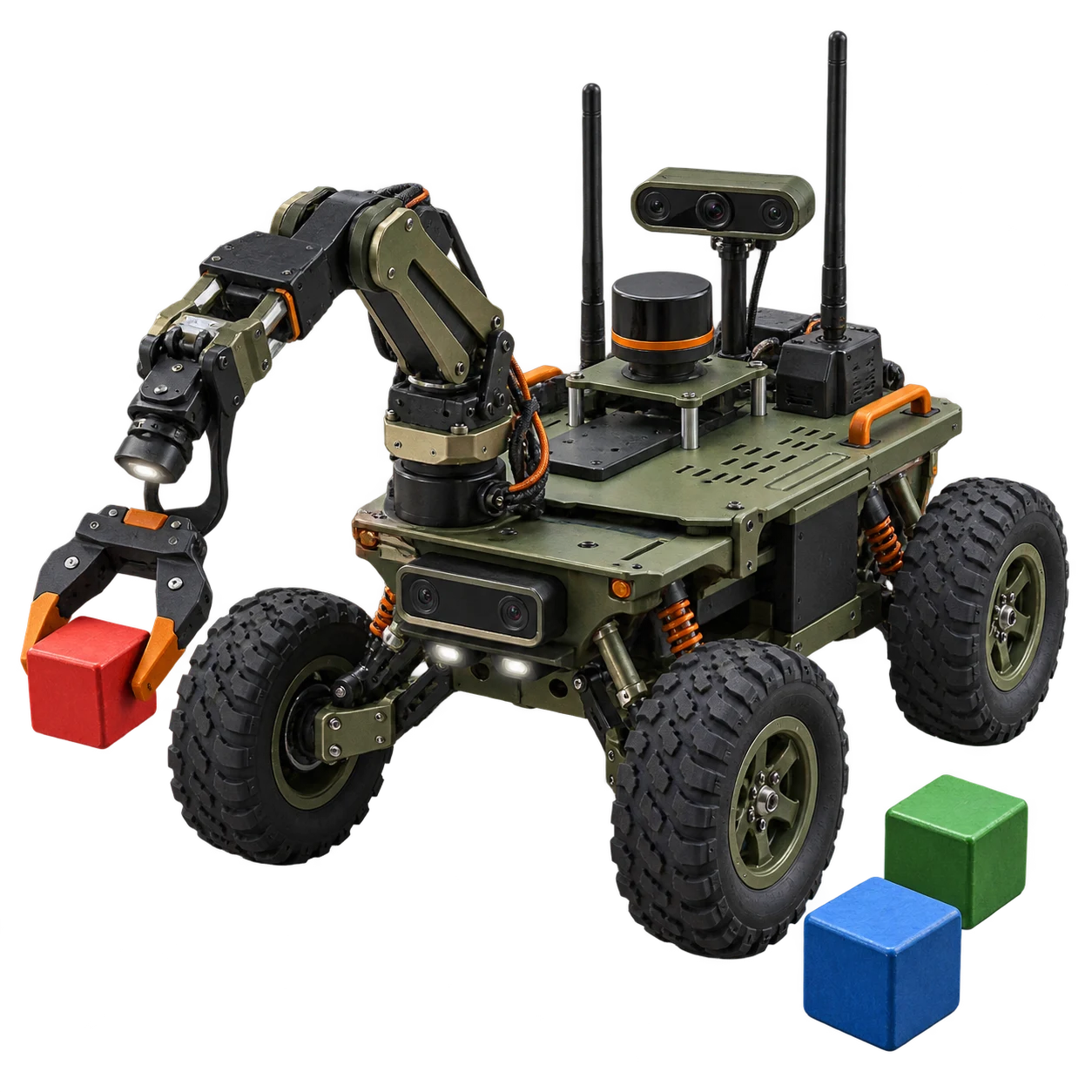 Autonomní robot s manipulátorem pro přepravu a stavění barevných krychlí